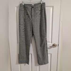 Sunday Best Aritzia Peppi Plaid Pants 10 Black White Check High Rise office Work